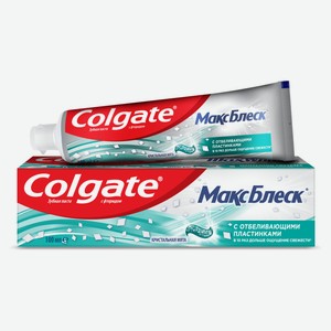 Зубная паста Colgate Макс Блеск Кристальная мята с отбеливающими пластинками для свежего дыхания и отбеливания зубов, 100 мл
