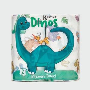 KARTIKA Полотенца бумажные кухонные  Динозавры  2 слоя