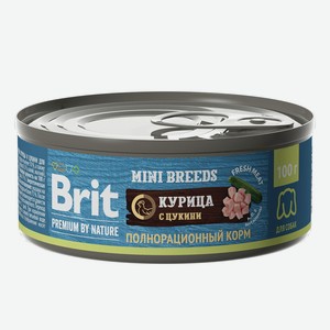 Брит Premium by Nature консервы с курицей и цукини д/взрослых собак мелких пород, 100г