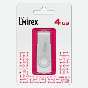 Флешка Swivel USB 2.0 13600-FMUSWT04 4Gb Белая Mirex