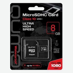Карта памяти QUMO MicroSDHC 8Gb Сlass 10 UHS-I + ADP (QM8GMICSDHC10U1)