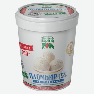 Мороженое пломбир «Зелёна-Бурёна» Ведерко бумажное 15% БЗМЖ, 500 г