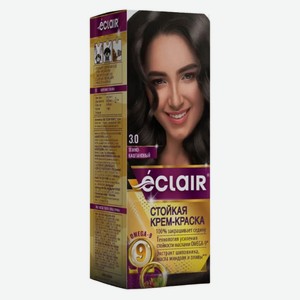 Крем-краска для волос Eclair Omega 9 Стойкая тон 3.0 Темно-каштановый / Dark Brown