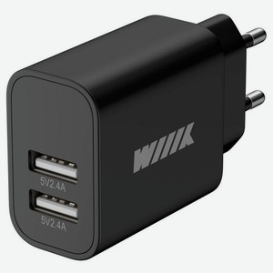 Сетевое зарядное устройство Wiiix UNN-1-2-04-B, 2xUSB, 2.4A, черный