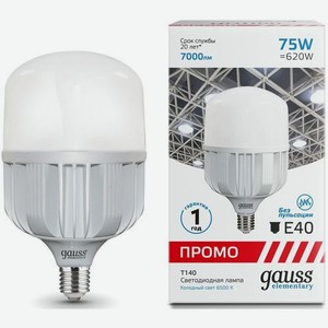 Лампа LED GAUSS E40, цилиндр, 75Вт, 6500К, белый холодный, 60438, одна шт.