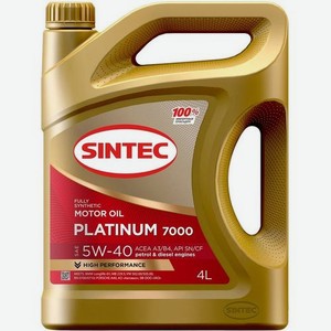 Моторное масло SINTEC Platinum 7000 A3/B4, 5W-40, 5л, синтетическое [600227]