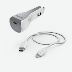 Комплект зарядного устройства HAMA H-183317, USB type-C, 8-pin Lightning (Apple), 3A, белый [00183317]