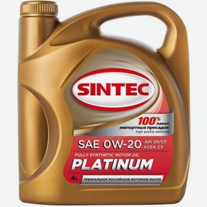 Моторное масло SINTEC Platinum C5, 0W-20, 4л, синтетическое [322762]