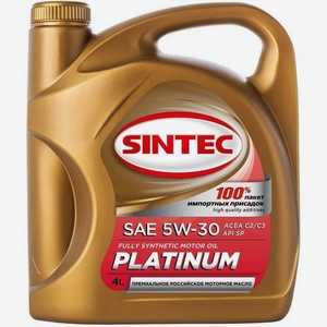 Моторное масло SINTEC Platinum SAE C2/C3, 5W-30, 4л, синтетическое [801993]