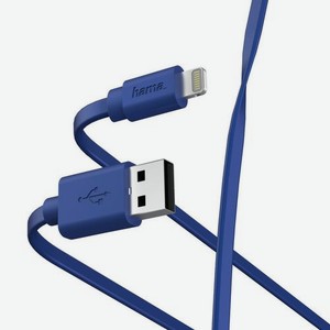 Кабель HAMA Lightning (m) - USB (m), 1м, MFI, плоский, синий [00187232]