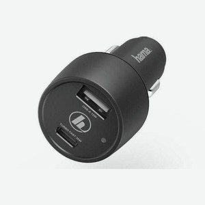 Автомобильное зарядное устройство HAMA H-183323, USB-C + USB-A, 3A, черный [00183323]