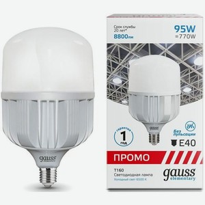 Лампа LED GAUSS E40, цилиндр, 95Вт, 6500К, белый холодный, 60430, одна шт.