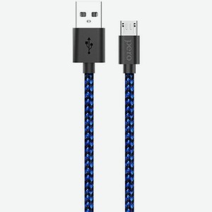 Кабель PERO DC-04, micro USB (m) - USB (m), в оплетке, синий / черный [prdc-04mu2mbb]