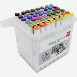 набор маркеров для скетчинга Deli 70801-48, 48 цвет., двойной пишущий наконечник, ассорти