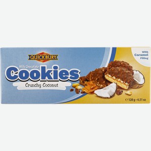 Печенье в молочном шоколаде Квикбери кокос Квикбери кор, 128 г