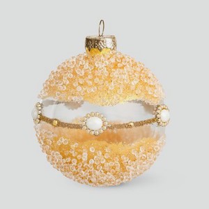 Шар новогодний на ёлку Baoying yiwen серебристо-золотой 8 см