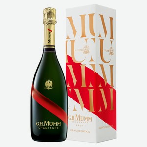 Шампанское Mumm Grand Cordon Champagne белое брют в подарочной упаковке, 0.75л