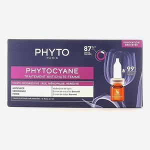 Сыворотка против выпадения волос Phytocyane Traitement Antichute Femme 87% 12*5мл
