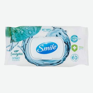Салфетки влажные Smile с экстрактом эвкалипта антибактериальные 60 шт