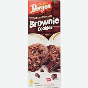 Печенье Bergen Brownie Сдобное с кусочками шоколада 126 г