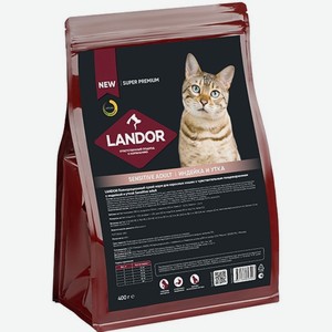 LANDOR 400гр Корм для кошек с чувствительным пищеварением c индейкой и уткой