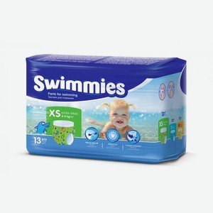 Подгузники-трусики для плавания Swimmies XS детские 4-9кг 13 шт. арт.5411416022916