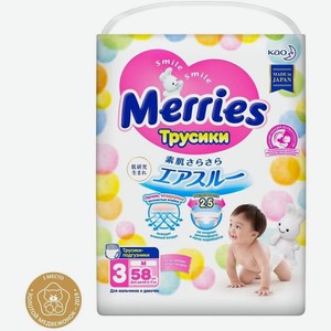 Трусики - подгузники Merries для детей размер М - 6-10 кг / 58 шт арт.4901301230591