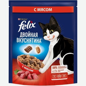 Корм Felix двойная вкуснятина для взрослых кошек, с мясом (600 г)
