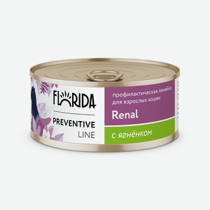 Florida Preventive Line консервы renal Консервы для кошек.  Поддержание здоровья почек  с ягненком (100 г)