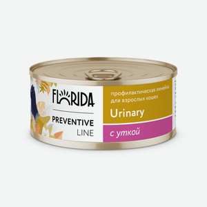 Florida Preventive Line консервы urinary для кошек.  Профилактика образования мочевых камней  с уткой (100 г)