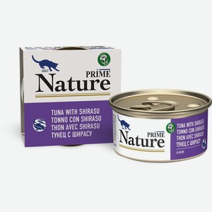 Prime Nature консервы для кошек: тунец с ширасу в бульоне (85 г)