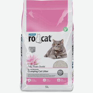 Ro Cat комкующийся наполнитель без пыли с ароматом детской присыпки, пакет (8,5 кг)