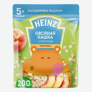 Каша Heinz овсяная молочная с персиком с 5 месяцев, 200г