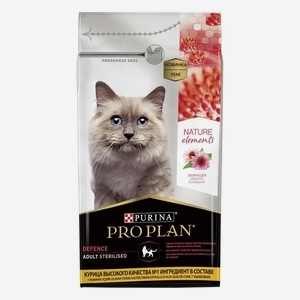 Корм Purina Pro Plan nature Elements для взрослых стерилизованных кошек и кастрированных котов, с высоким содержанием курицы (1,4 кг)