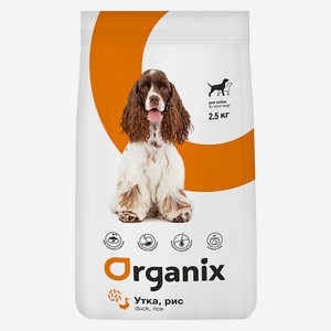 Organix сухой корм для взрослых собак, контроль веса, с уткой и рисом (2,5 кг)