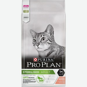 Корм Purina Pro Plan для взрослых стерилизованных кошек и кастрированных котов, с высоким содержанием лосося (10 кг)