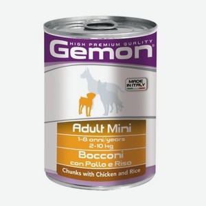GEMON (Monge) консервы для собак мелких пород: кусочки с курицей и рисом (415 г)