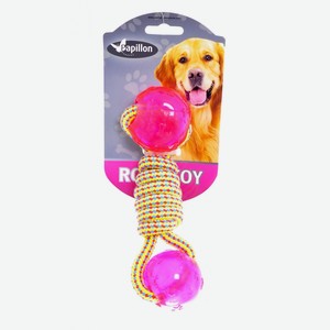 Papillon игрушка для собак  Плетеная гантелька с двумя шариками , 17 см (100 г)