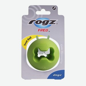 Rogz игрушка с отверстиями для лакомств и массажными насечками, средняя, лайм (50 г)