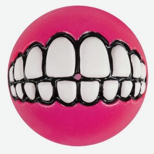 Rogz мяч с принтом зубы и отверстием для лакомств GRINZ, розовый (M)