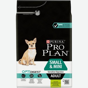 Корм Purina Pro Plan для взрослых собак мелких и карликовых пород с чувствительным пищеварением, с высоким содержанием ягненка (7 кг)