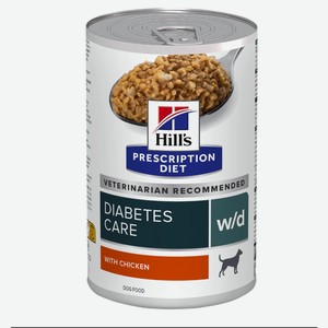 Hill s вет.консервы prescription Diet w/d Digestive, влажный диетический корм для собак при поддержании веса и сахарном диабете, с курицей (370 г)