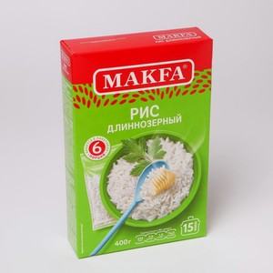 Рис длиннозерный МАКФА шлифованный в пакетах для варки, 6 порций*66,7 г