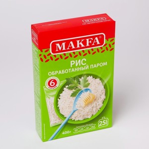Рис длиннозерный МАКФА обработанный паром в пакетах для варки, 6 порций*66,7 г
