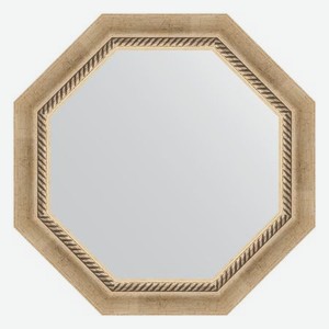 Зеркало в багетной раме Evoform состаренное серебро с плетением 70 мм 58x58 см