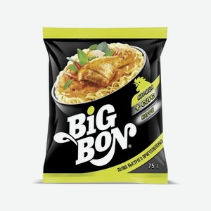 Лапша быстрого приготовления Big Bon Курица + соус карри, 75г Россия