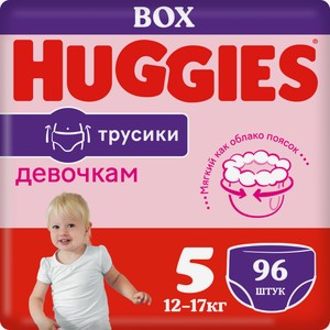 Трусики Huggies для девочек 5 12-17кг, 96шт Россия
