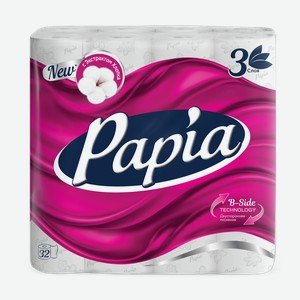 Бумага Papia туалетная белая 3-слойная, 32 рулона Россия