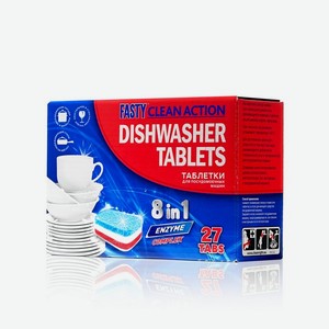 Таблетки для посудомоечных машин Fasty Clean Action 8 в 1 27шт