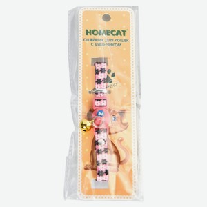 Ошейник для кошек HOMECAT Цветы с бубенчиком розовый, 20 - 30 см
